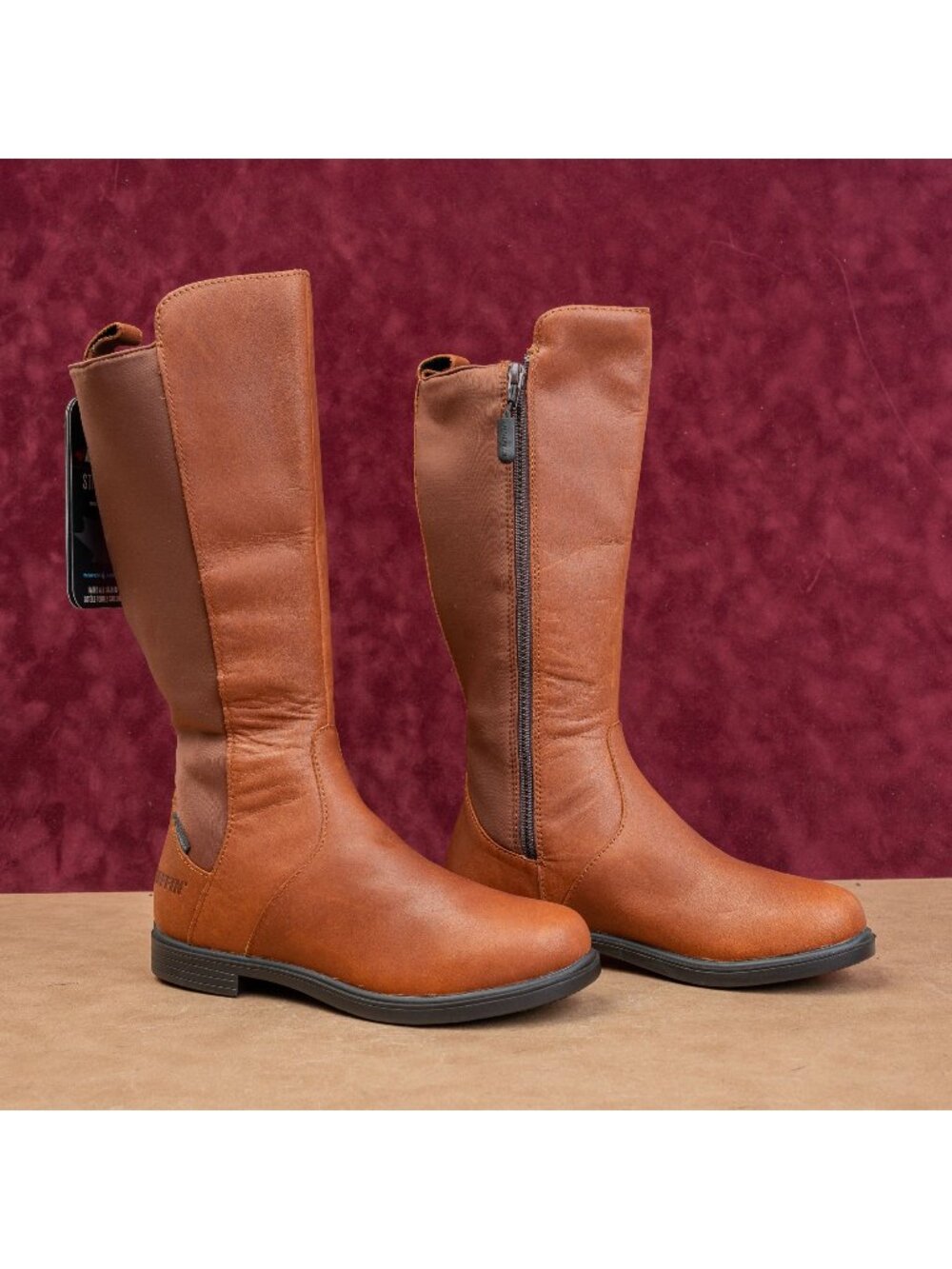 Baffin Women Cambridge Waterproof Brown Leather Zip Stretch Riding Boots sz 6